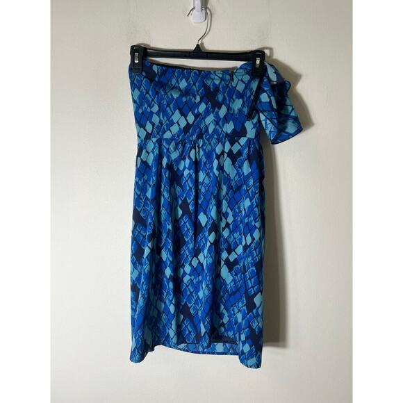 Ginanni Bini Blue One Shoulder Mini Dress Sz 0 - Picture 2 of 3